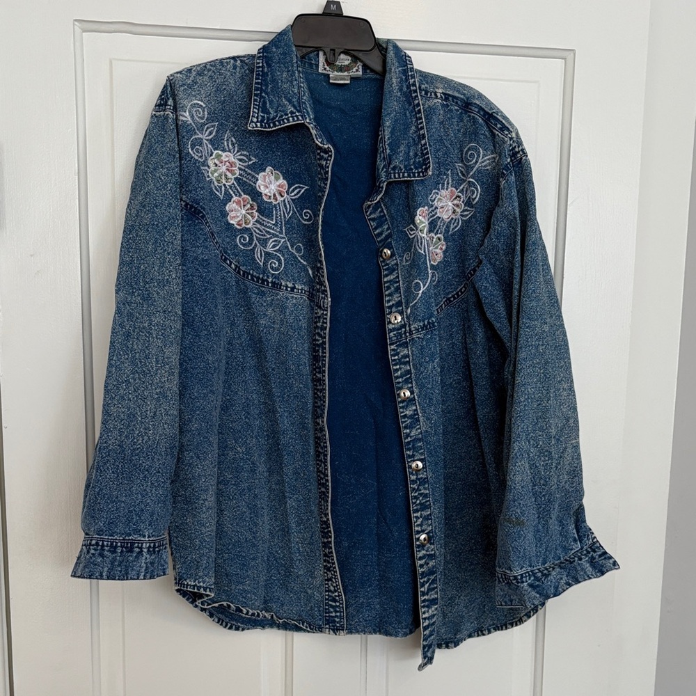Dimonas Blues Acid Washed Embroidered Denim Shirt‎